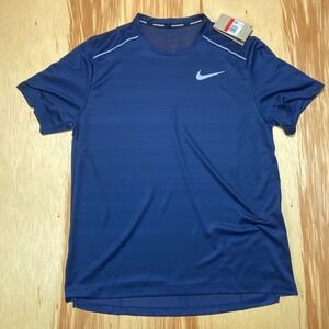 NIKE Men's Dri Fit Miller Running Shirt AJ7565-411 Navy Reflective Size‎ L NWT